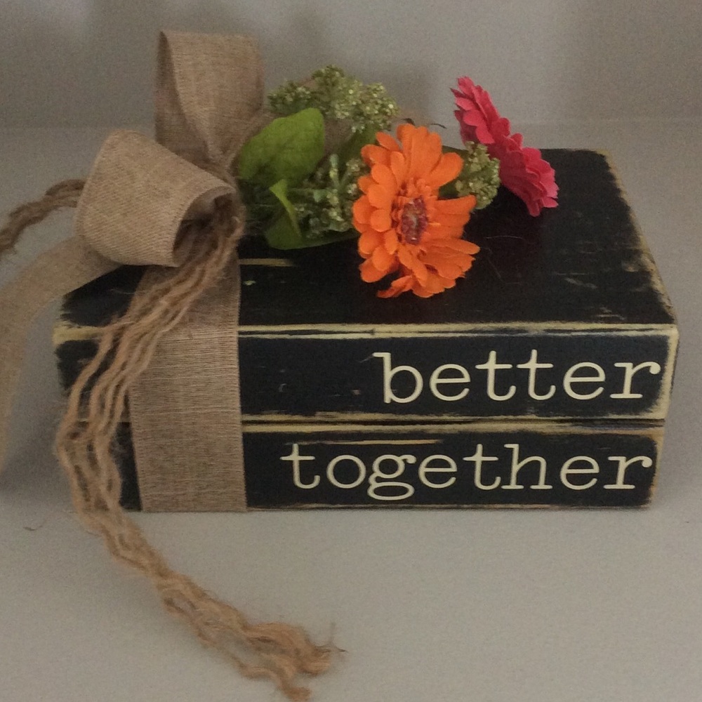 Farmhouse “Better Together” Wooden Book Stack